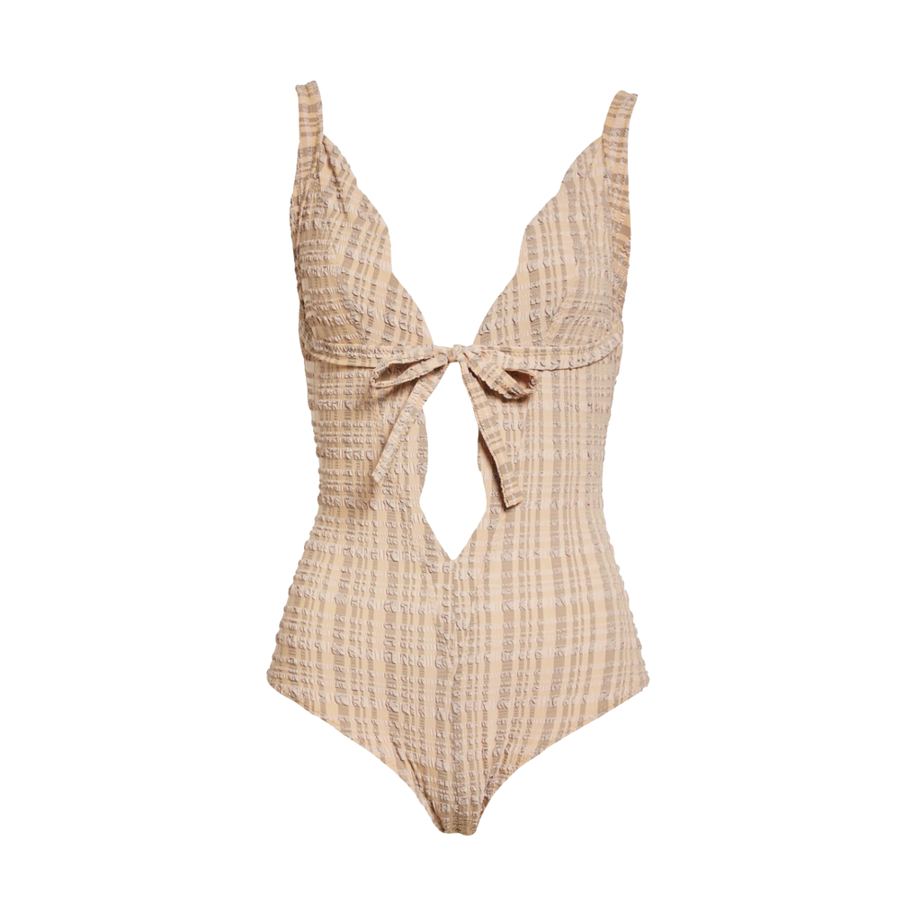 LISA MARIE FERNANDEZ 水着 ワンピース チェック スイムウエア Lisa Marie Fernandez Sand Scallop Bow Maillot One Piece