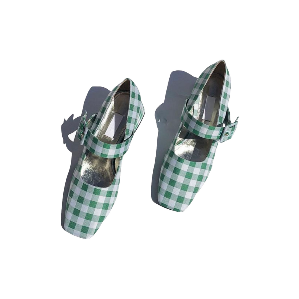 Suzanne Rae Vichy Green Gingham Closed Mary Jane – Farm Stand